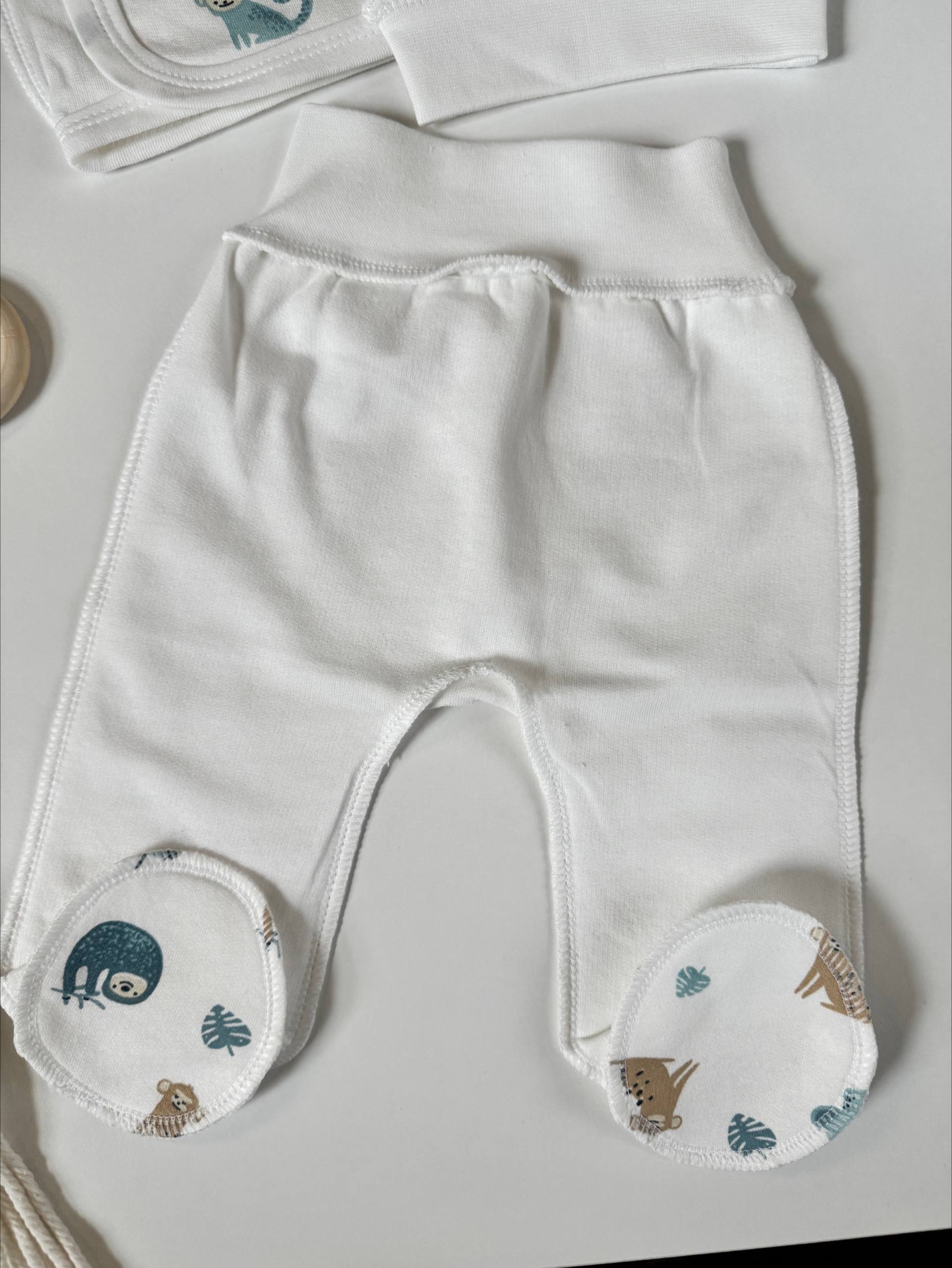 Комплект для новонароджених футер 56 сорочка, повзунята та шапочка - Фото 4 | Дитячий одяг Olivka Store