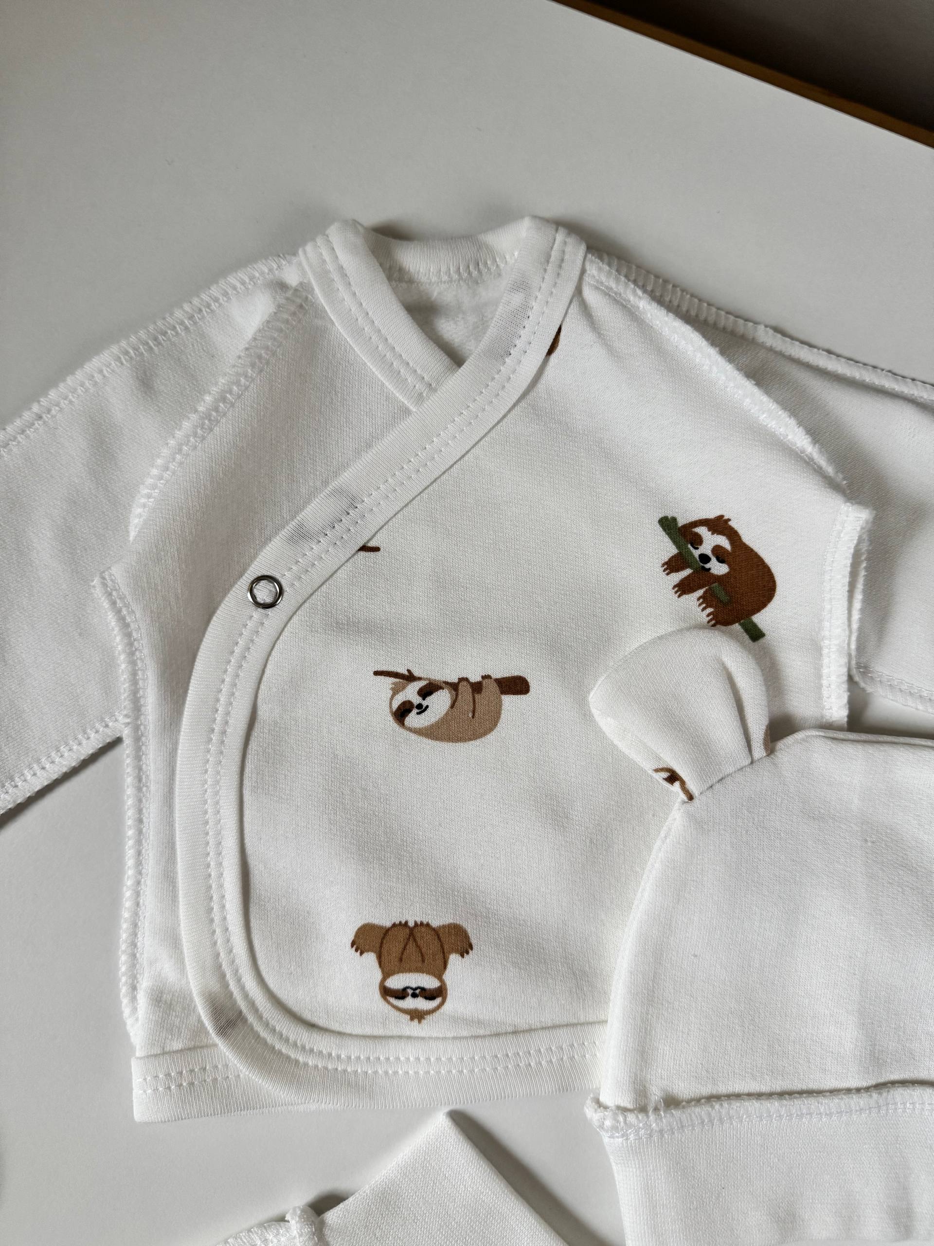 Комплект для новонароджених футер 56 сорочка, повзунята та шапочка - Фото 2 | Дитячий одяг Olivka Store