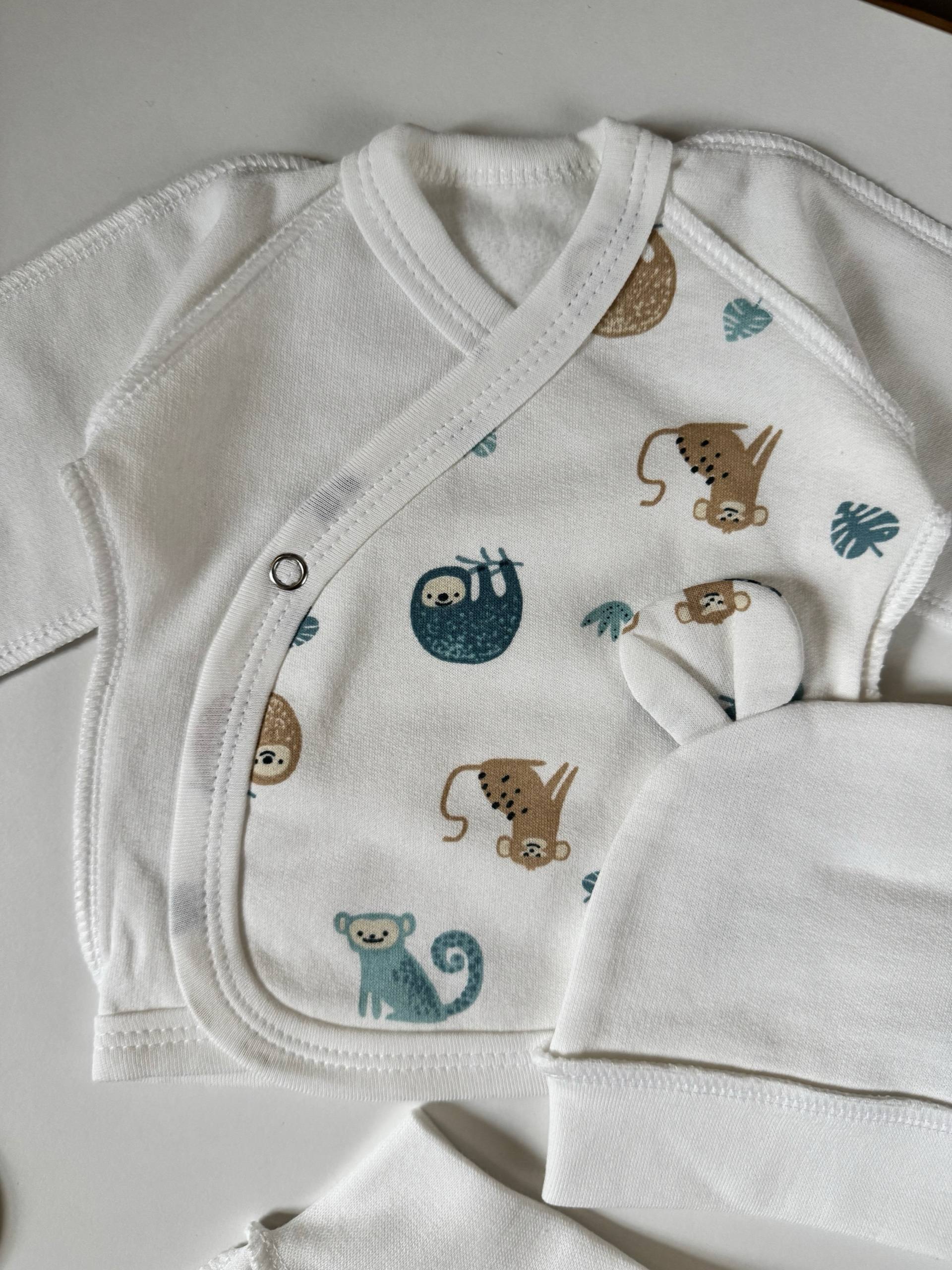 Комплект для новонароджених футер 56 сорочка, повзунята та шапочка - Фото 2 | Дитячий одяг Olivka Store