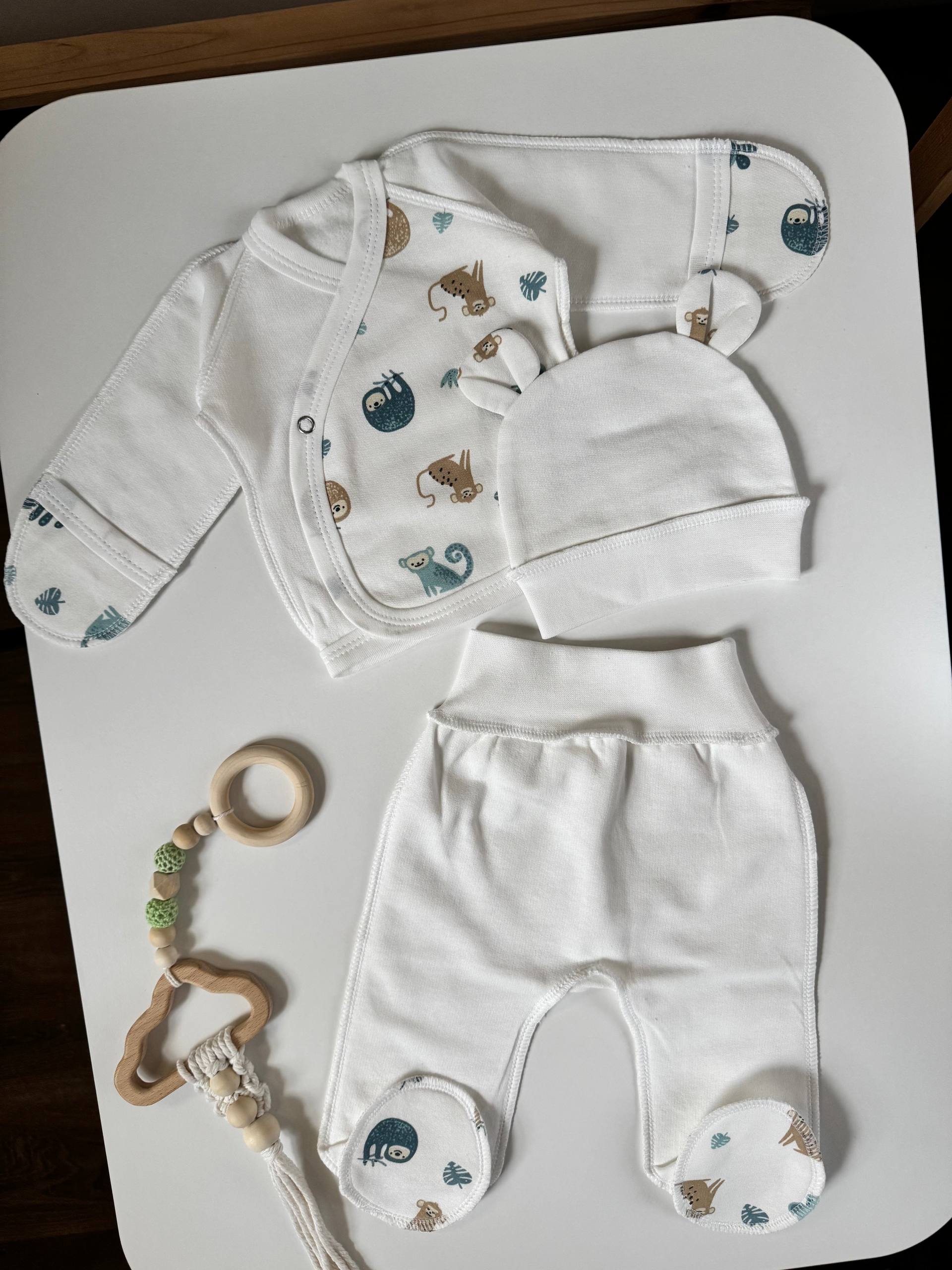 Комплект для новонароджених футер 56 сорочка, повзунята та шапочка - Головне фото | Дитячий одяг Olivka Store