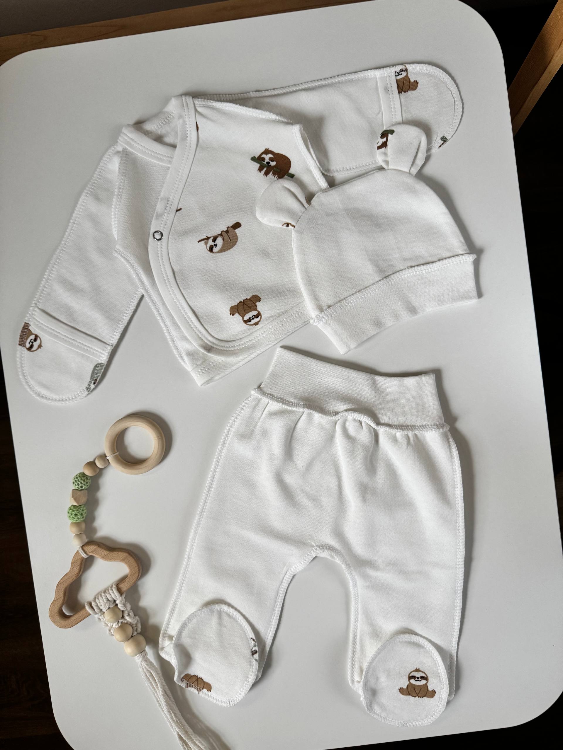 Комплект для новонароджених футер 56 сорочка, повзунята та шапочка - Головне фото | Дитячий одяг Olivka Store