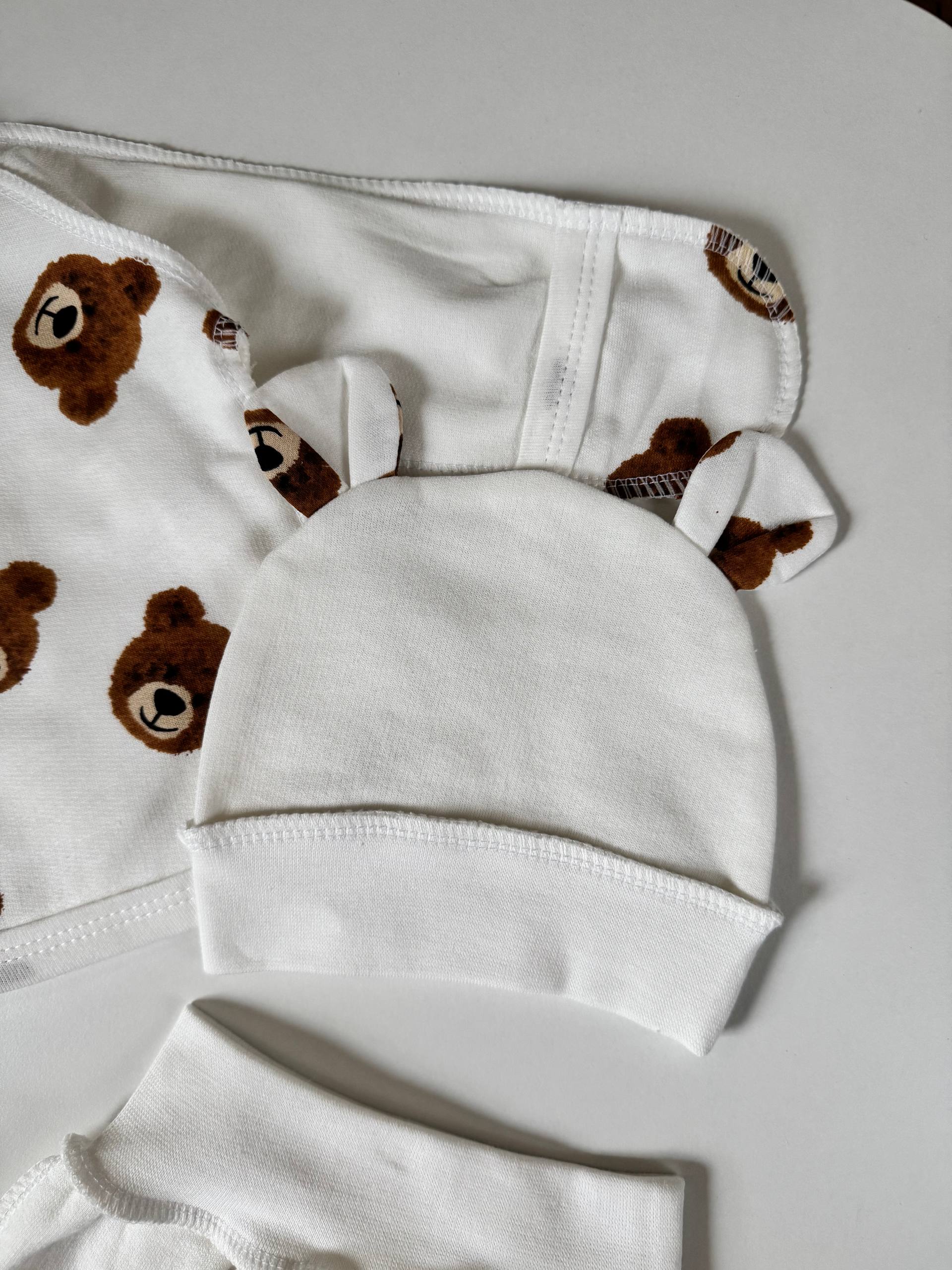 Комплект для новонароджених футер 56 сорочка, повзунята та шапочка - Фото 3 | Дитячий одяг Olivka Store