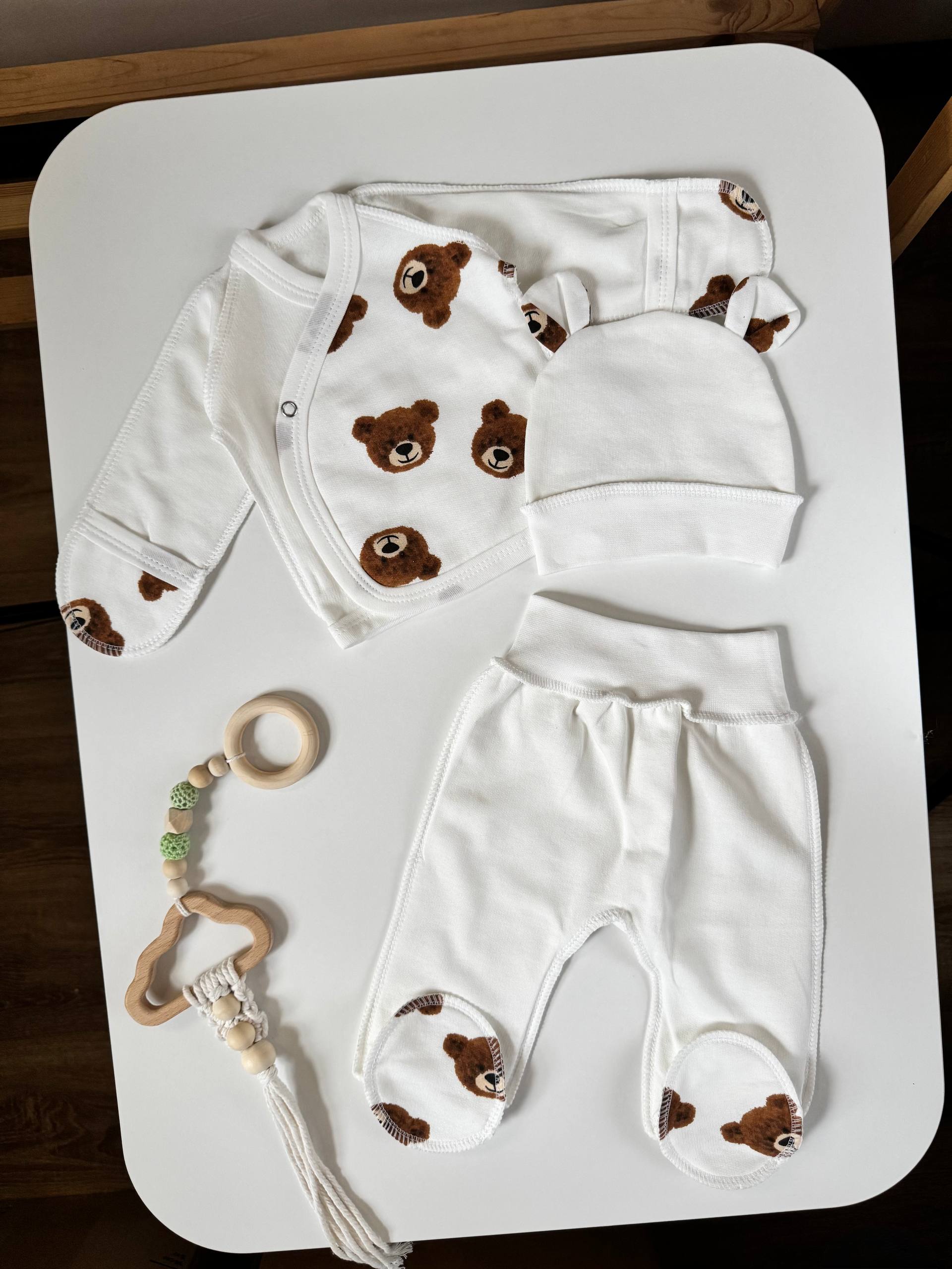 Комплект для новонароджених футер 56 сорочка, повзунята та шапочка - Головне фото | Дитячий одяг Olivka Store