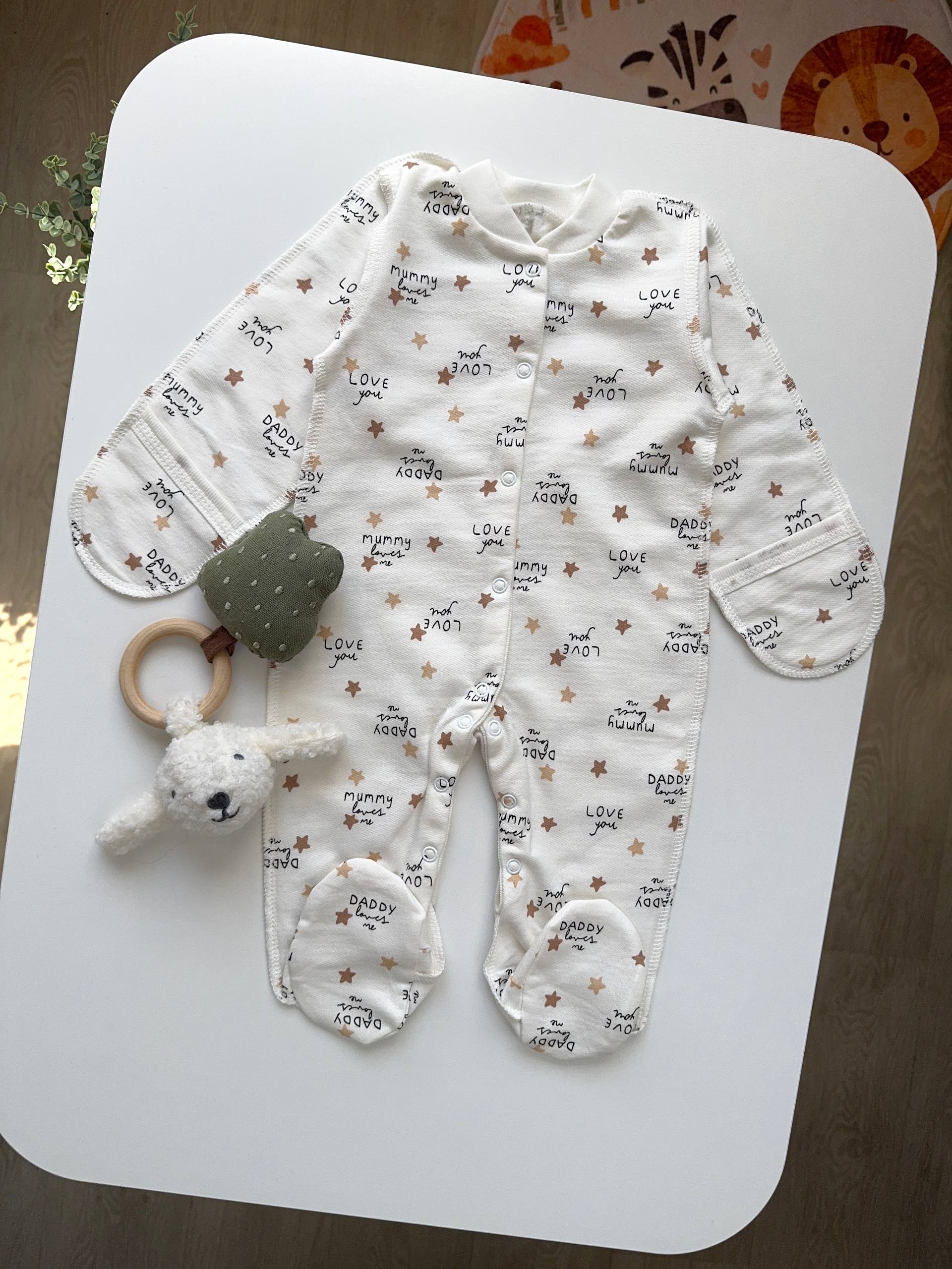 Набір для немовлят футер 6 предметів 62-68 чоловічок, боді, сорочка, шапочка, повзунки - Фото 2 | Дитячий одяг Olivka Store