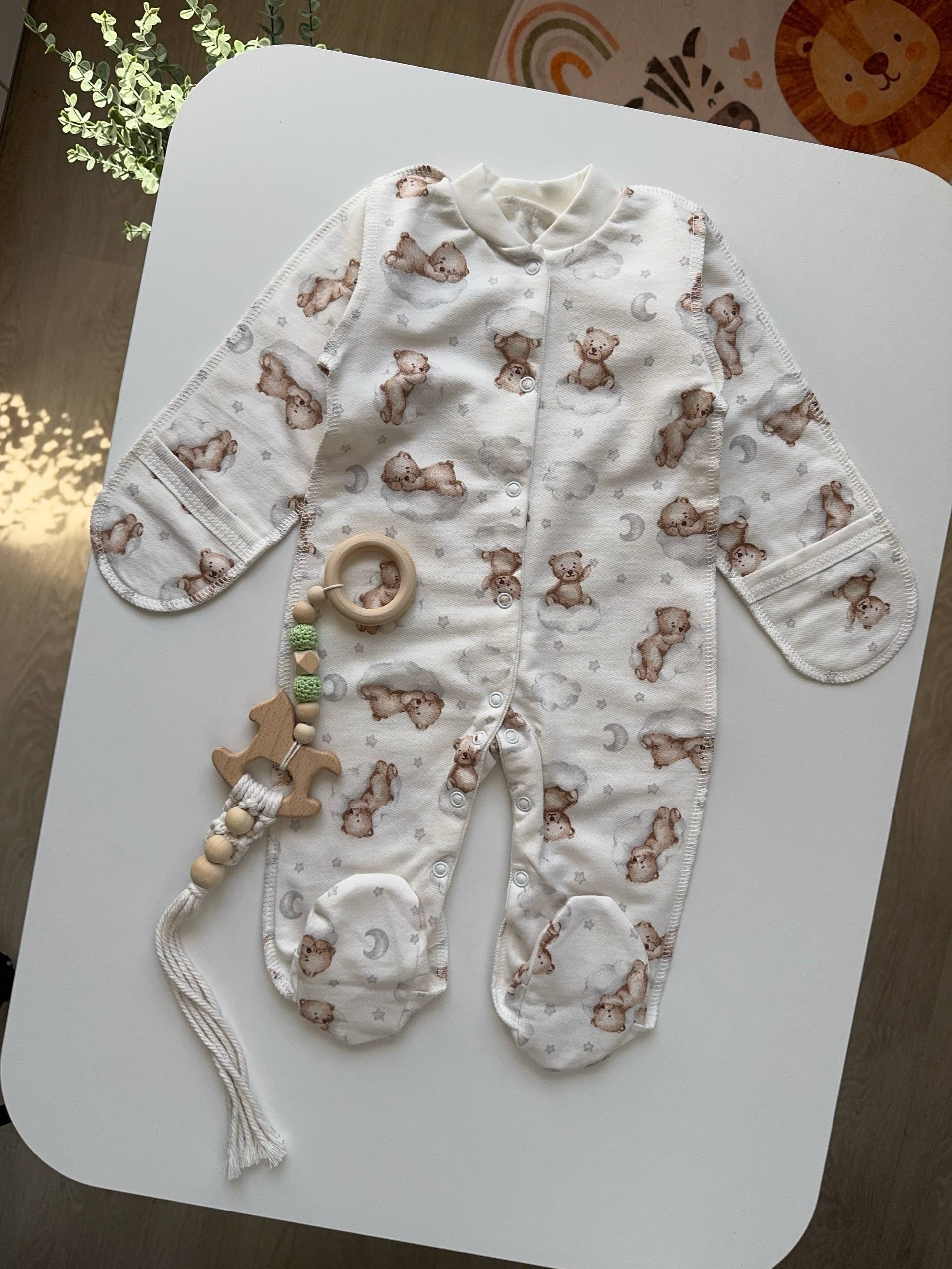 Набір для немовлят футер 6 предметів 62-68 чоловічок, боді, сорочка, шапочка, повзунки - Фото 4 | Дитячий одяг Store Olivka