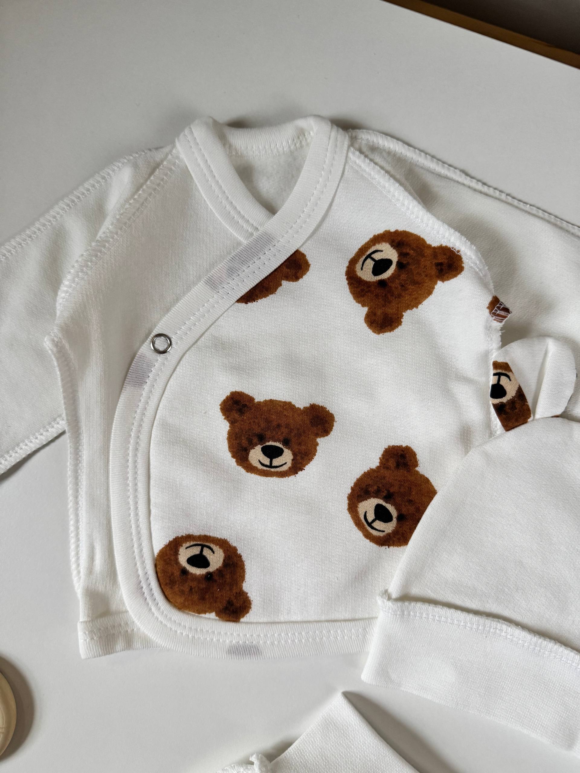 Комплект для новонароджених футер 56 сорочка, повзунята та шапочка - Фото 2 | Дитячий одяг Olivka Store