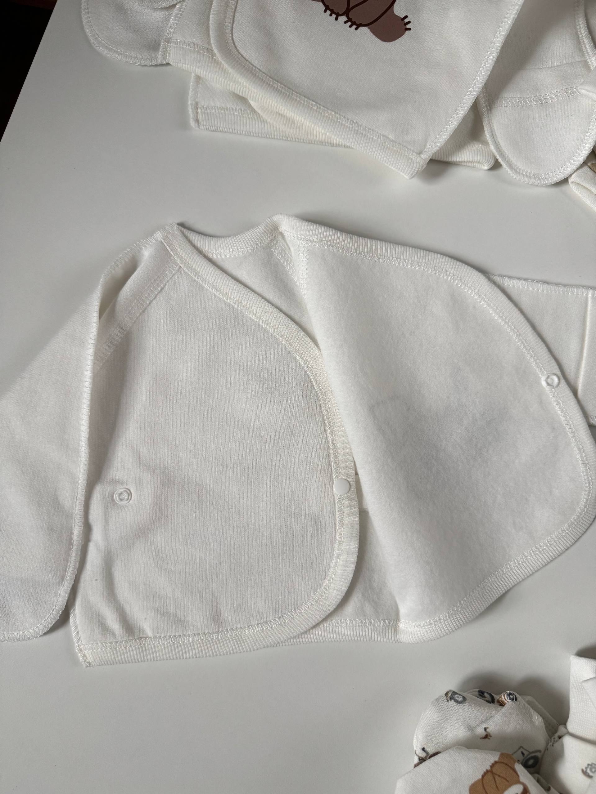 Комплект для новонароджених футер 56 сорочка, повзунята та шапочка - Фото 5 | Дитячий одяг Olivka Store